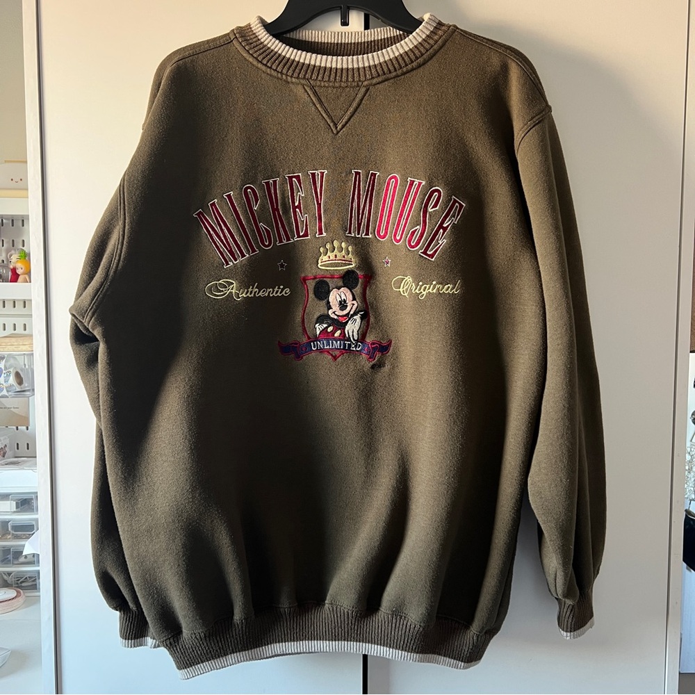 Vintage 90s Mickey Unlimited Velva Sheen Mickey Mouse Sweatshirt XL Green